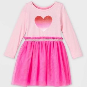 NEW! Cat & Jack Pink Heart girls long sleeve dress